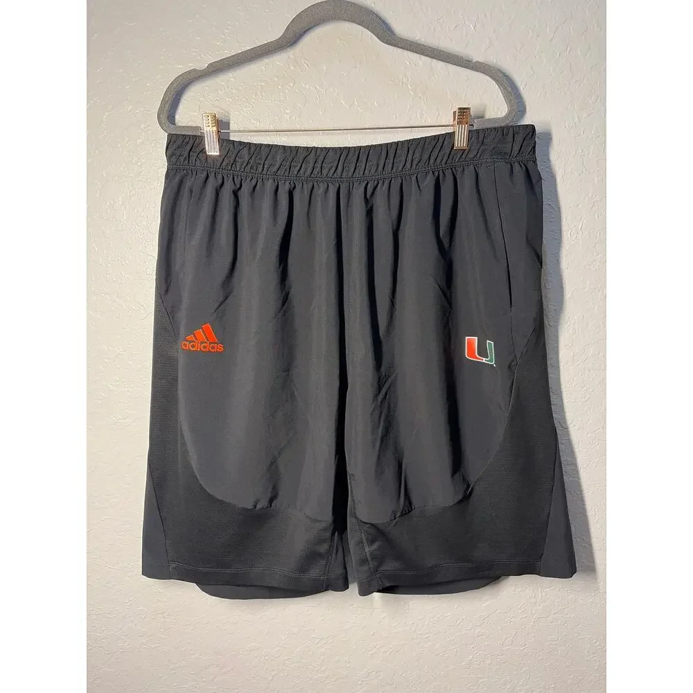 Adidas Men's Black Miami Hurricanes UM Aeroready Athletic training Shorts 2XLT2